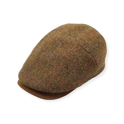 HARRIS-TWEED Mütze braun GATSBY Schurwolle Lederschirm