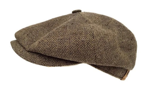 STETSON Mütze Hatteras SEIDE oliv/ braun Gr.55 herringbone Sommer
