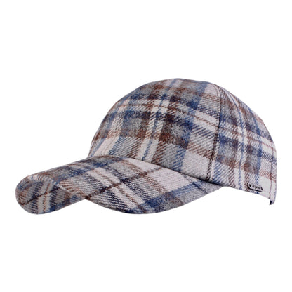 Wigèns Mütze BASEBALL CLASSIC blau/grau kariert mit ALPAKA