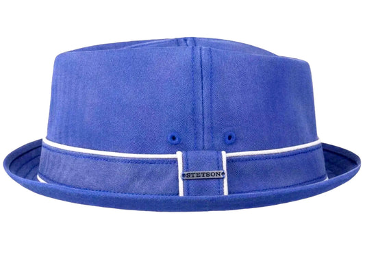 STETSON Sommerhut PORK PIE Stoffhut blau SUN GUARD UV40+ Gr.XL