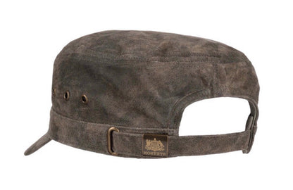 STETSON Mütze Armycap Ledermütze braun Vintage größenverstellbar