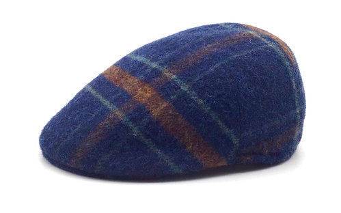 Hanley Tweed Mütze Schiebermütze blau/grün kariert