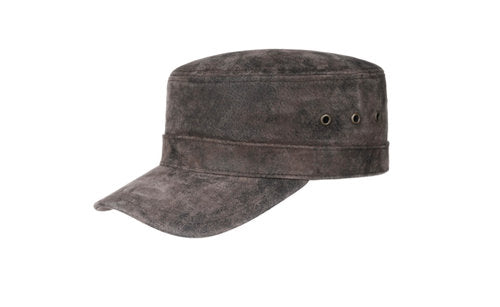 STETSON Mütze Armycap Ledermütze braun Vintage größenverstellbar