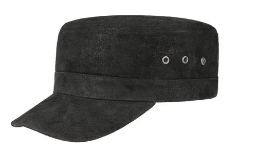 STETSON Mütze Armycap Ledermütze schwarz Vintage