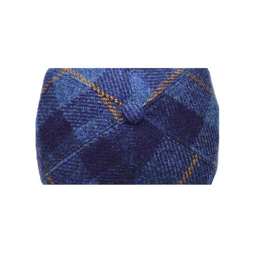 HARRIS-TWEED Mütze blau kariert Schurwolle Bakerboy