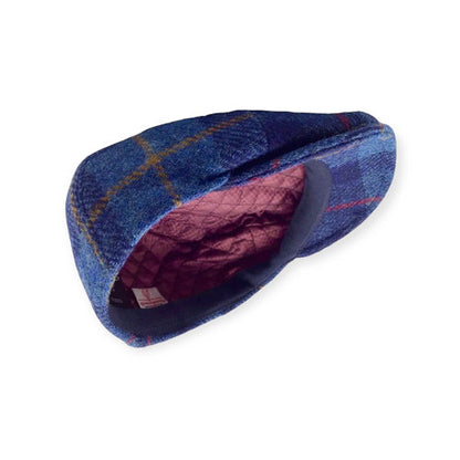 HARRIS-TWEED Mütze blau kariert Schurwolle Bakerboy