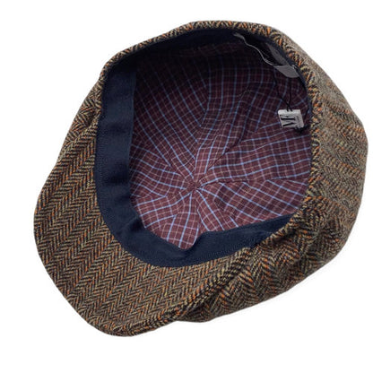 FLÈCHET Mütze MF Bakerboy herringbone Winter oliv/braun warm Ballonmütze