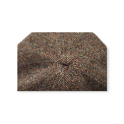 FLÈCHET Mütze MF Bakerboy herringbone Winter oliv/braun warm Ballonmütze