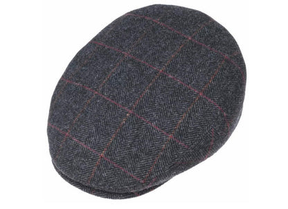 STETSON Mütze Flatcap KENT Gr.M/57 Ohrenklappen kariert herringbone Winter