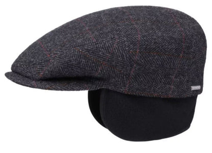 STETSON Mütze Flatcap KENT Gr.M/57 Ohrenklappen kariert herringbone Winter