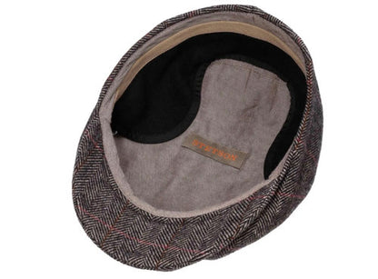 STETSON Mütze Flatcap KENT Gr.M/57 braun Ohrenklappen kariert herringbone Winter