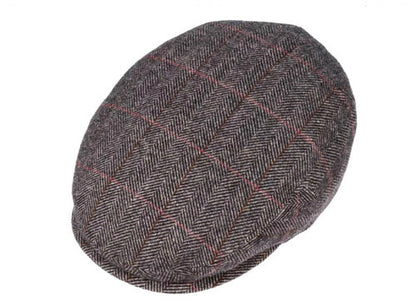 STETSON Mütze Flatcap KENT Gr.M/57 braun Ohrenklappen kariert herringbone Winter