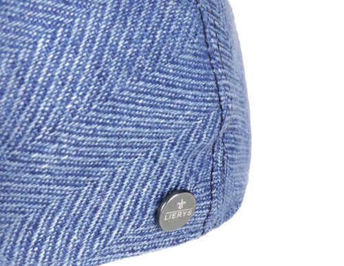 LIERYS Mütze DRIVER CAP hellblau Leinen herringbone Sommer