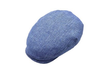 LIERYS Mütze DRIVER CAP hellblau Leinen herringbone Sommer