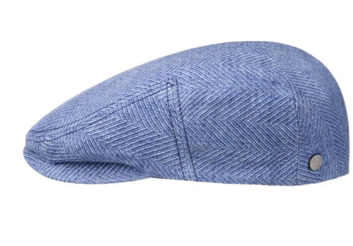 LIERYS Mütze DRIVER CAP hellblau Leinen herringbone Sommer