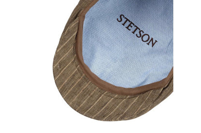 STETSON Mütze KENT DRIVER CAP Pinstripe Leinen braun Sommer