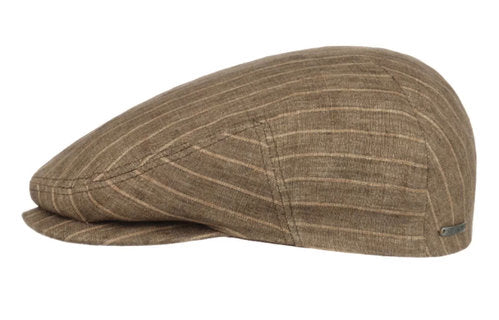 STETSON Mütze KENT DRIVER CAP Pinstripe Leinen braun Sommer