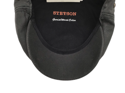 STETSON Mütze FLATCAP WAXXED Gr.55 grau Baumwolle SUN GUARD