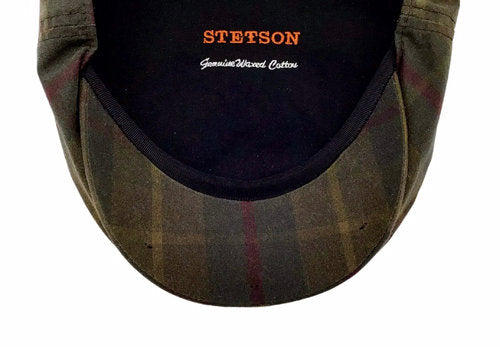 STETSON Mütze WAXXED Gr.61+62 Baumwolle kariert oliv/grün  UPF40+