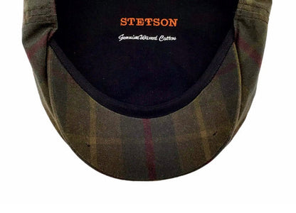 STETSON Mütze WAXXED Gr.61+62 Baumwolle kariert oliv/grün  UPF40+