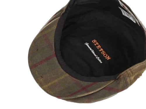 STETSON Mütze WAXXED Gr.61+62 Baumwolle kariert oliv/grün  UPF40+
