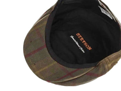 STETSON Mütze WAXXED Gr.61+62 Baumwolle kariert oliv/grün  UPF40+