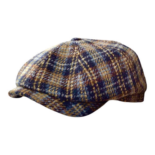 HARRIS-TWEED Mütze Göttmann KINGSTON  braun kariert TARTAN