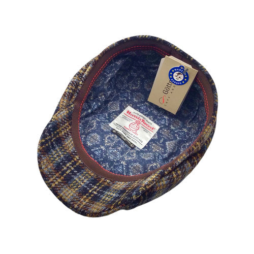 HARRIS-TWEED Mütze Göttmann KINGSTON  braun kariert TARTAN