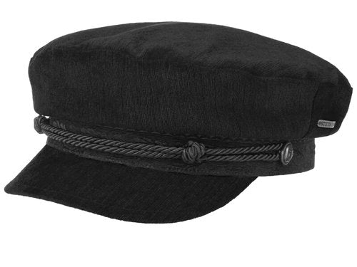 STETSON Mütze Elbsegler tiefschwarz RIDERS CAP Samt fisherman Gr. S Schirmmütze