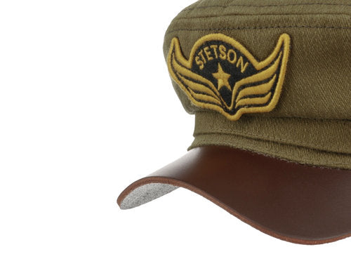 STETSON Mütze RIDERS PEABODY oliv/grün army cap Vintage Elbsegler Lederschirm