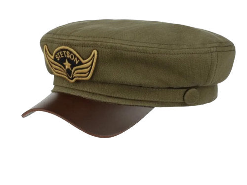 STETSON Mütze RIDERS PEABODY oliv/grün army cap Vintage Elbsegler Lederschirm