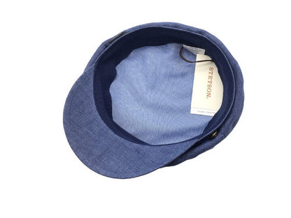 STETSON Mütze Elbsegler blau Leinen fisherman Sommer Schirmmütze
