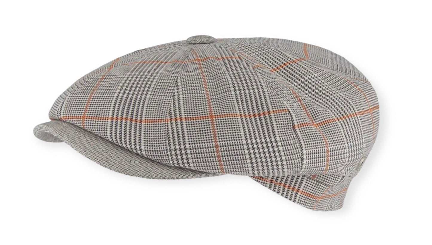 FLÈCHET Mütze MF Bakerboy beige Tartan "Prince of Wales Check"  kariert