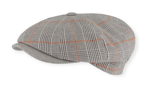 FLÈCHET Mütze MF Bakerboy beige Tartan "Prince of Wales Check"  kariert