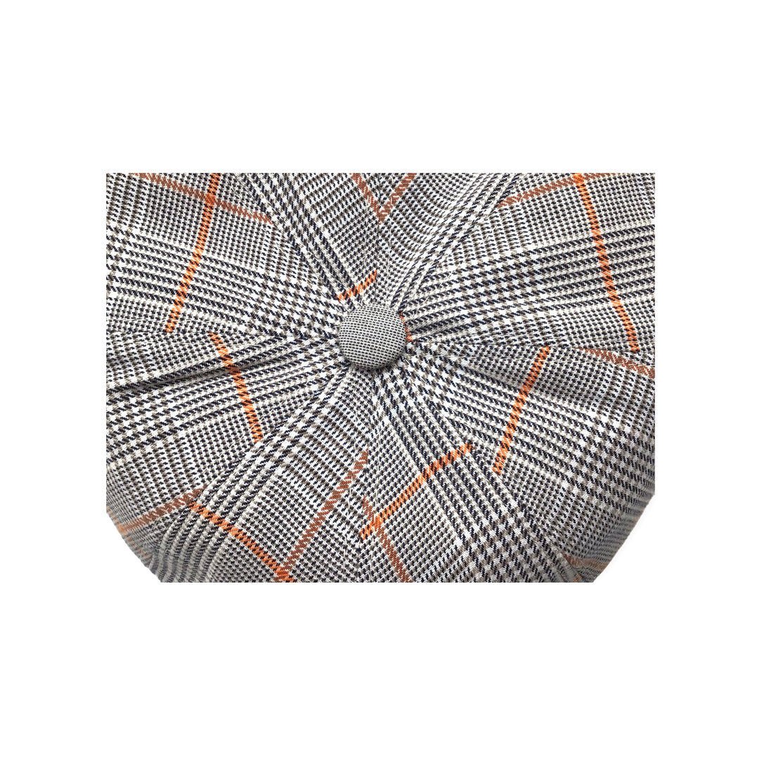 FLÈCHET Mütze MF Bakerboy beige Tartan "Prince of Wales Check"  kariert