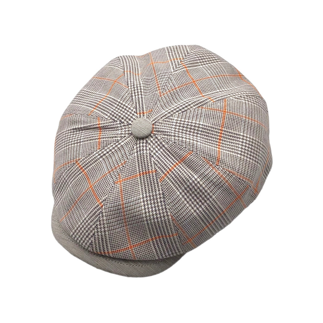 FLÈCHET Mütze MF Bakerboy beige Tartan "Prince of Wales Check"  kariert