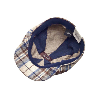 Wigèns Mütze NEWSBOY CLASSIC blau/grau kariert mit ALPAKA