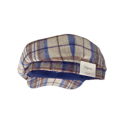 Wigèns Mütze NEWSBOY CLASSIC blau/grau kariert mit ALPAKA