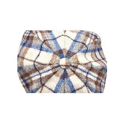 Wigèns Mütze NEWSBOY CLASSIC blau/grau kariert mit ALPAKA